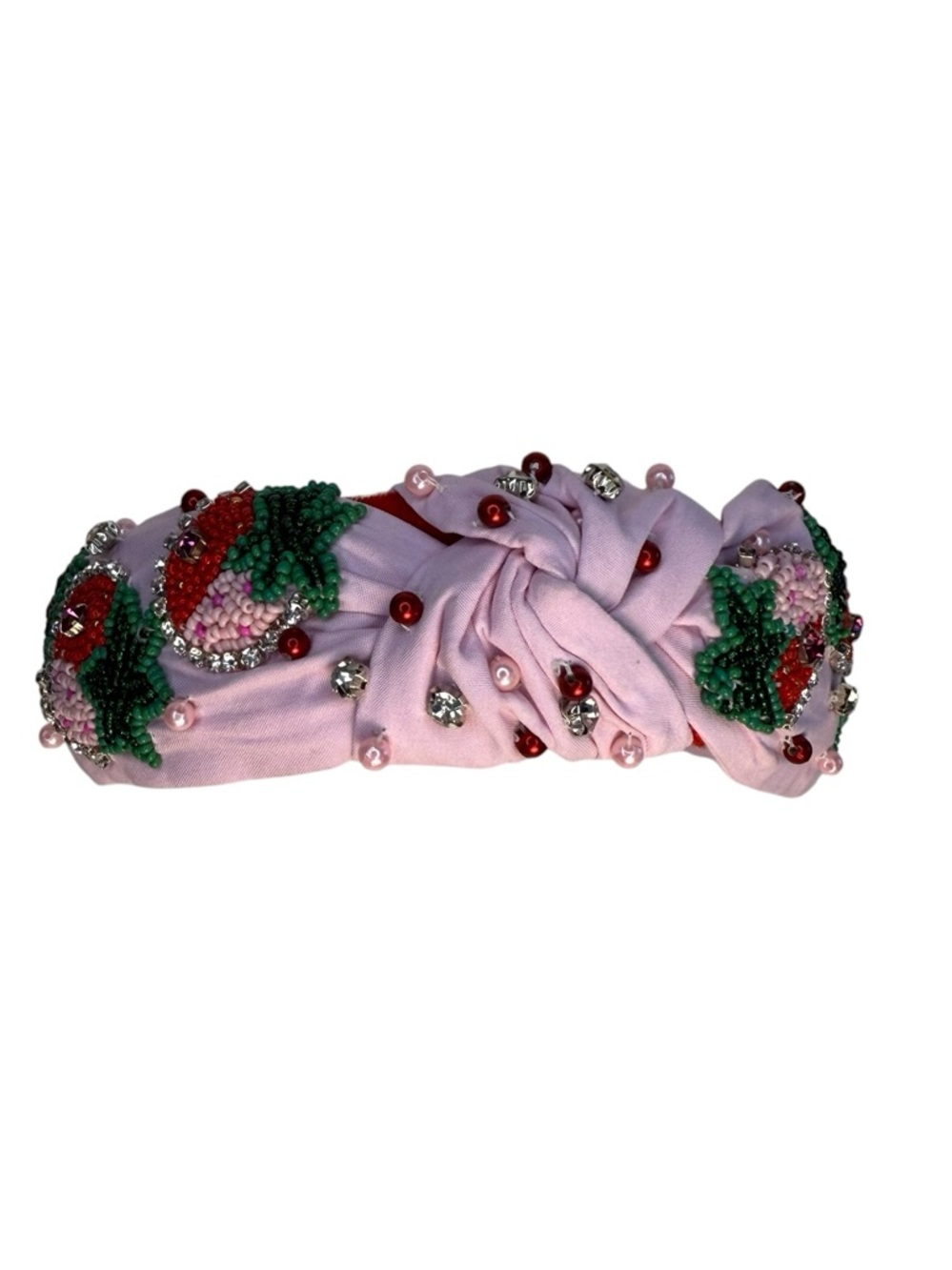 285. The Summer Strawberry 🍓 Rhinestone Beaded Headband - Picture 3 of 4